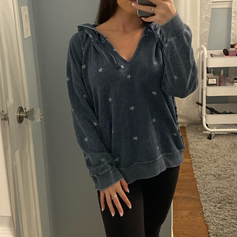 Vintage Havana Blue/White Star Lace Up Hoodie